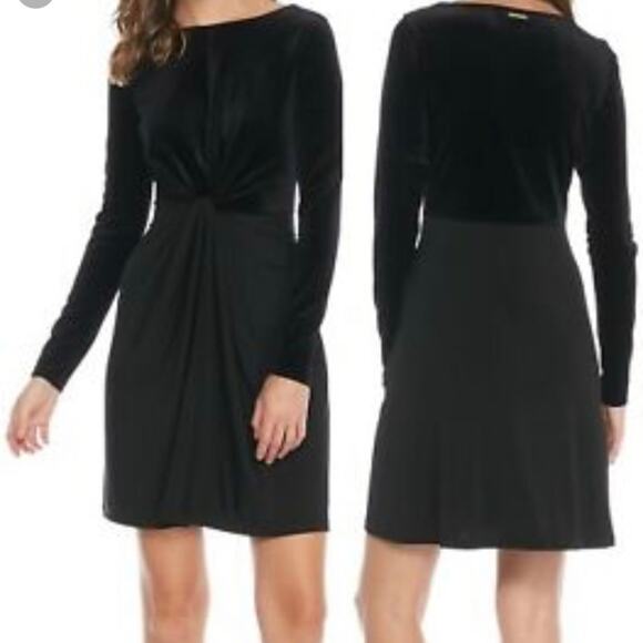 Michael Kors Black Velvet Jersey Twist Front Womenes Size Small Holiday - Picture 1 of 12